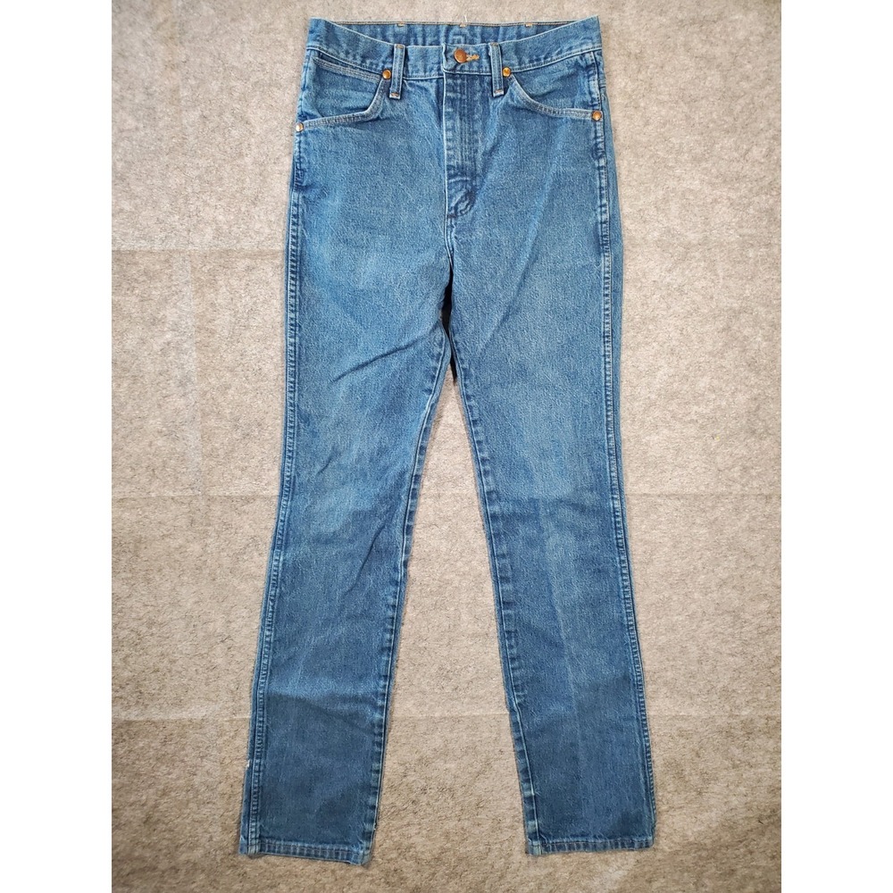 Vintage Wrangler Cowboy Cut 936DEN Jeans Mens Fits 28x34 Blue Slim Straight Legโ